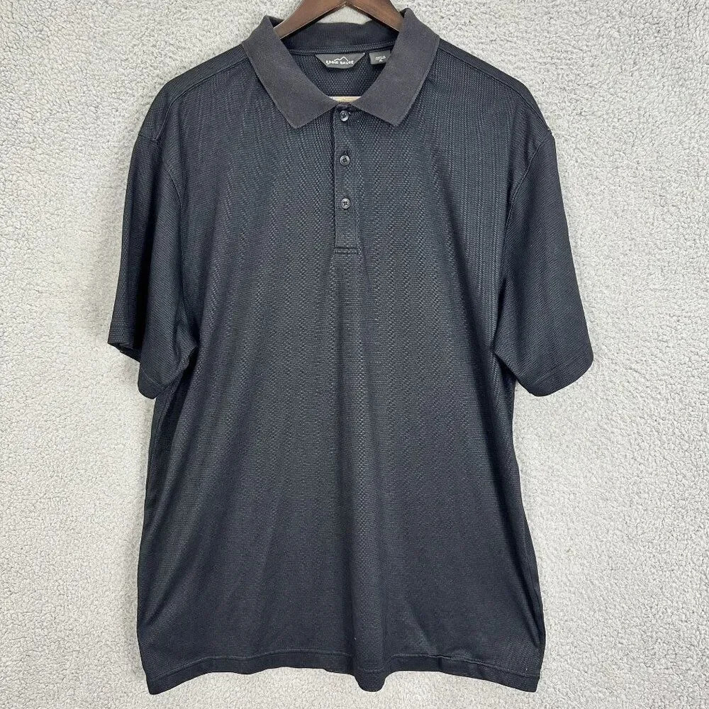 Eddie bauer polo shirt mens XL gray striped‎ short sleeve golf rugby outdoors